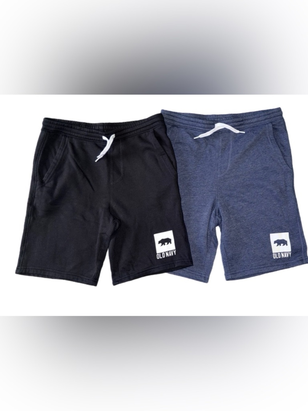 Old Navy Boy’s Drawstring Cotton Shorts - Black & Navy Heather (2-Pack) Size XL.